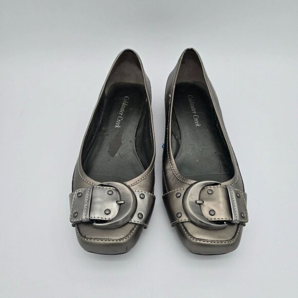 Coldwater Creek Womens Silver Metallic Flats With Buckle Size 7.5 - Picture 2 of 9